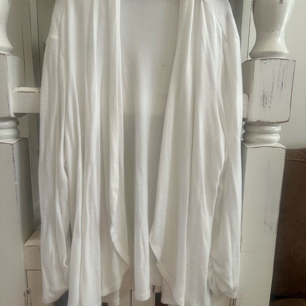 White Open Front Cardigan